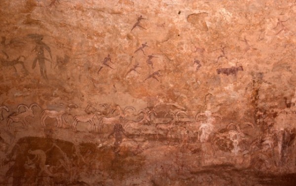 Site de Sefar (Tassili N'Ajjer, Algérie) / Peinture rupestre / Chasseurs et mouflons / 46N-P59-002 