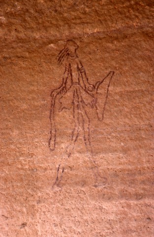 Site de Sefar (Tassili N'Ajjer, Algérie) / Peinture rupestre / Chasseur filiforme / 46N-P65-006 