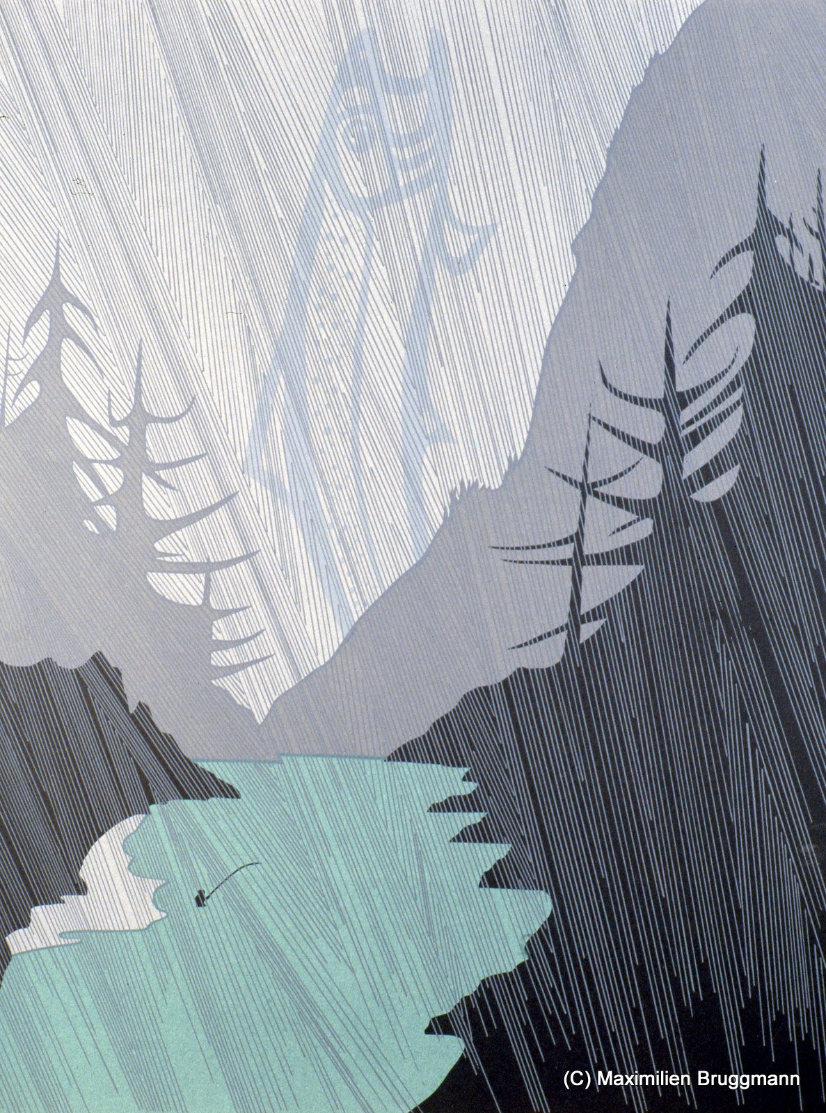 Tsimshian artist Roy H. Vickers: "Steelhead." Silk-screen. (46cm, oJ.)